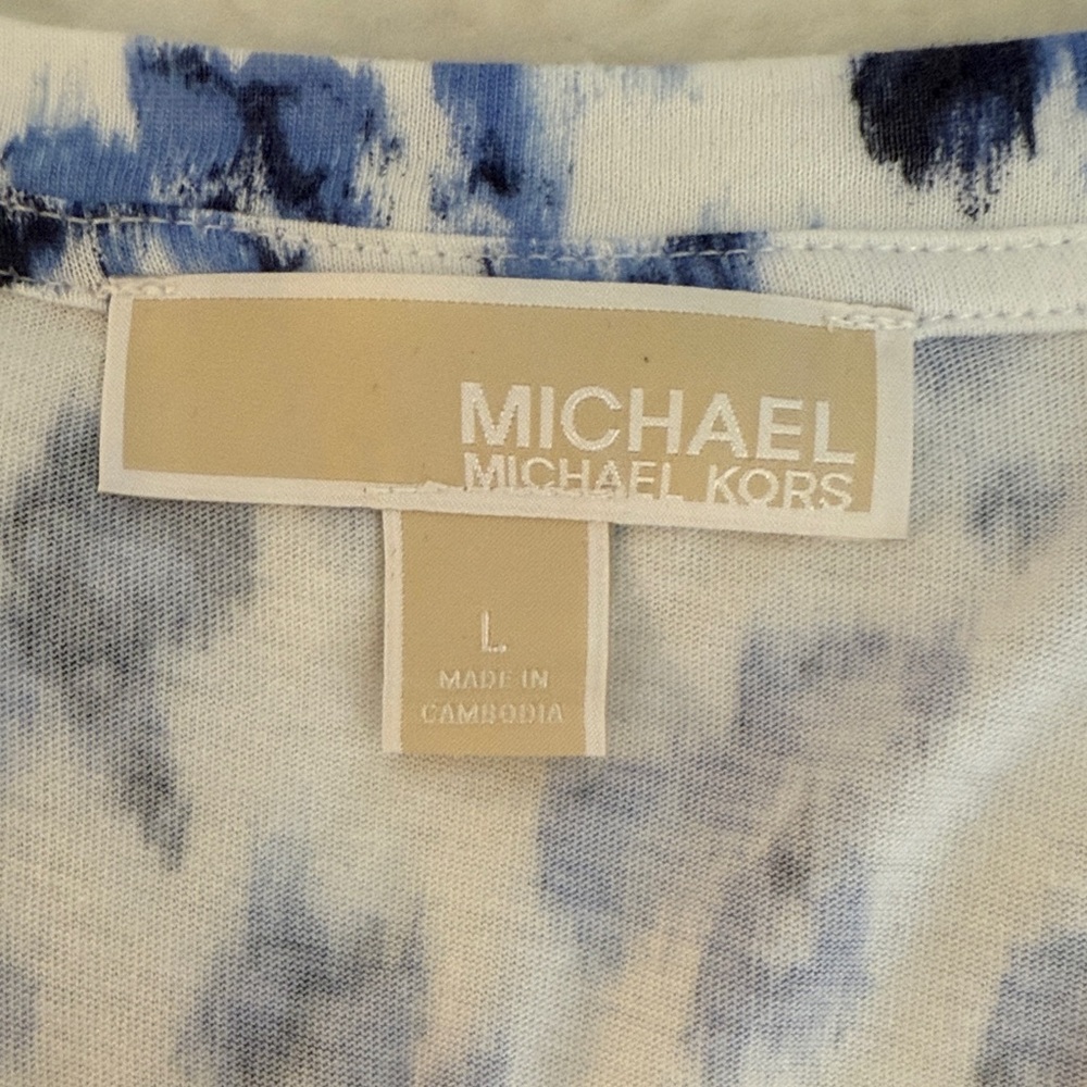 Michael Kors Blue & White Floral Print Maxi Dress/Size L - Picture 10 of 13